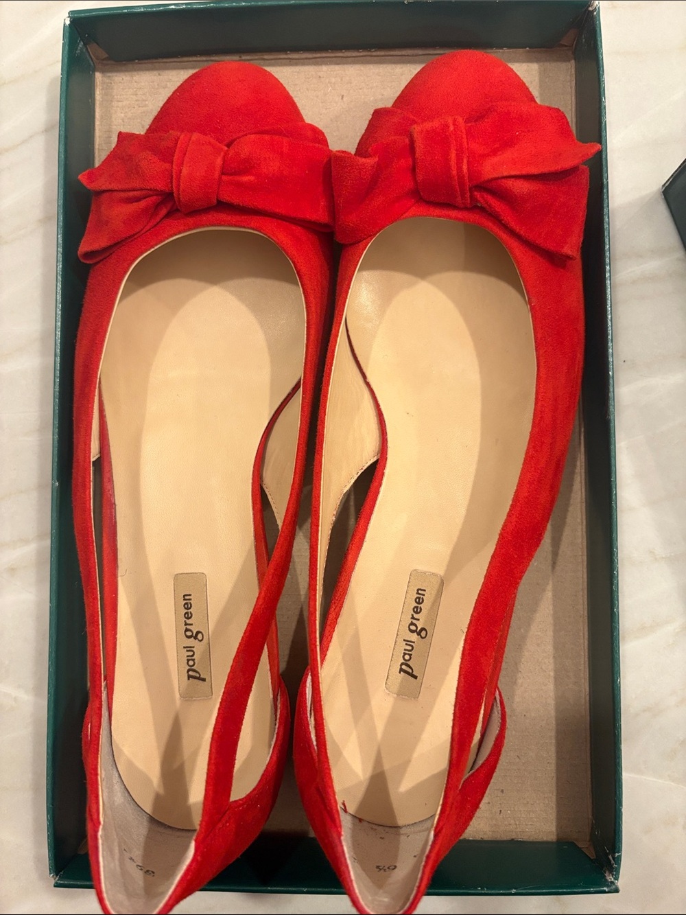 Paul Green Red Suede Bow Flats